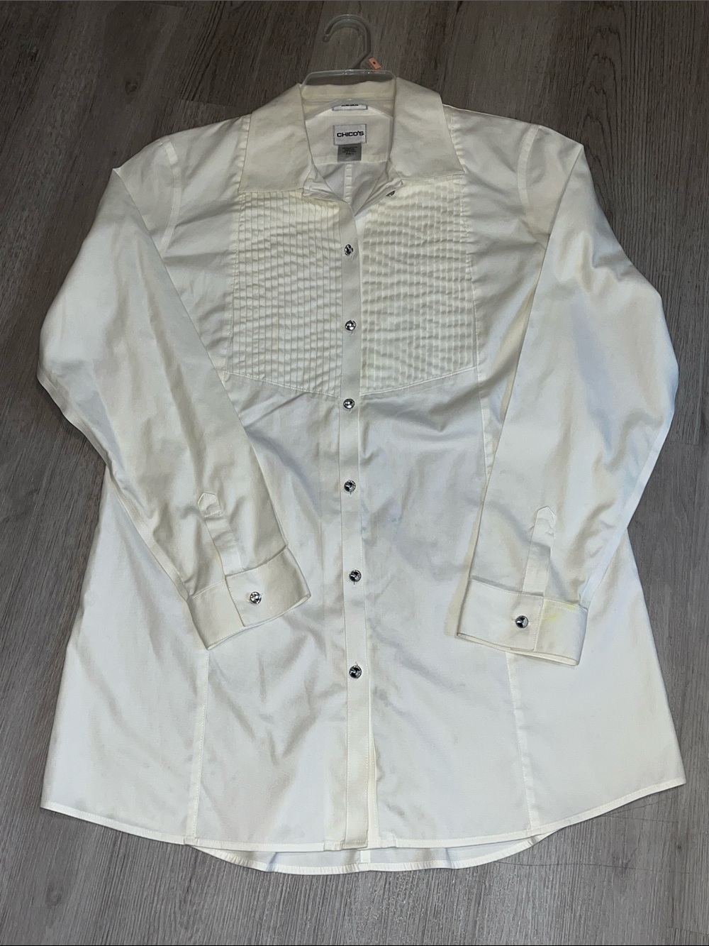Chico's Off-White Pleated-Front Woman Blouse